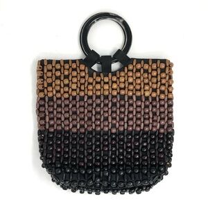 Zara multi-colour wood bead shopper handbag / tote / shoulder bag / purse